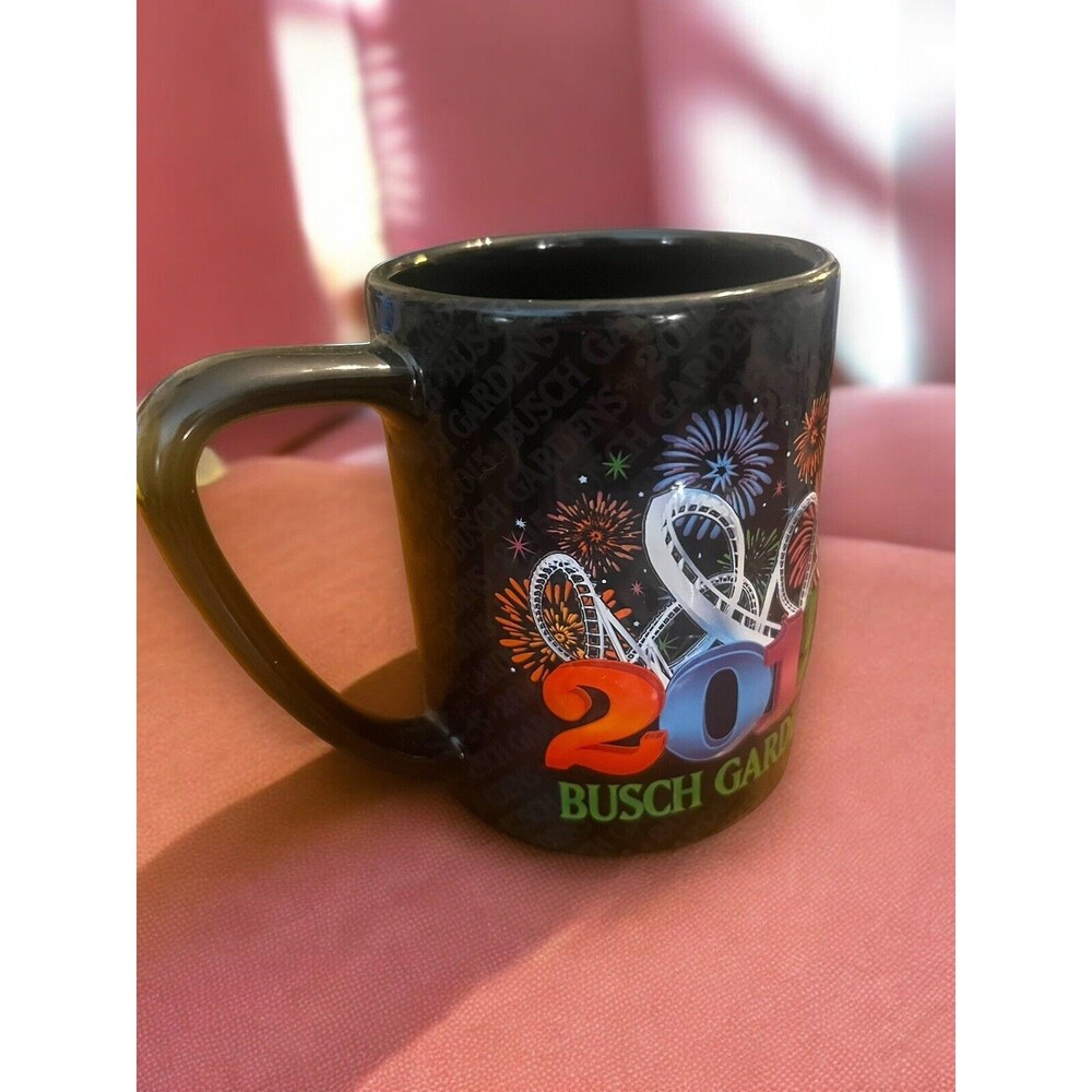 Busch Gardens 2015 Souvenir Coffee Tea Mug Cup Roller Coasters Fireworks 3D Rare - Picture 3 of 5